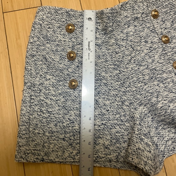 Zara High Rise 6 Button Blue & White Short Size Medium - Picture 3 of 7